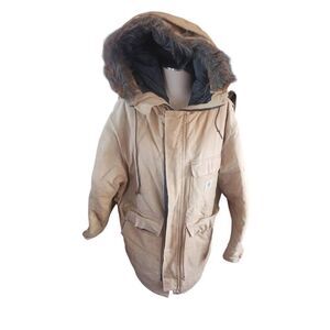 Vintage Made in the USA carhartt hooded double closure faux fur lined hood Siber